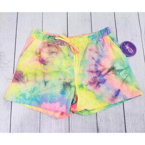 Suzzi Tie-Dye Drawstring Shorts Womens Size Medium - Pastel Neon